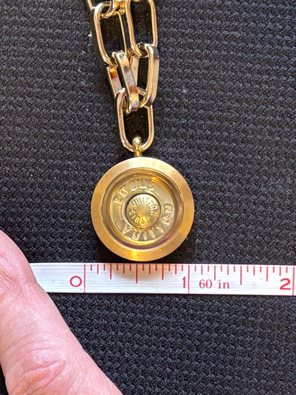 Authentic Louis Vuitton Grommet & Rivet charm with 22" unbranded paperclip chain - Picture 5 of 7